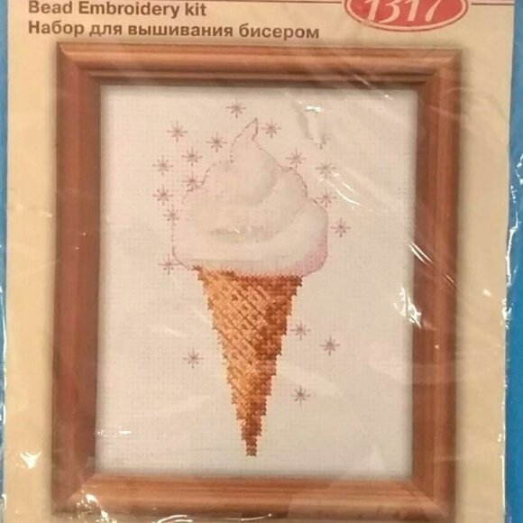 Cross Stitch Kit Zweigart Riolis Ice Cream Cone Bead Embroidery #1317 - Picture 3 of 10